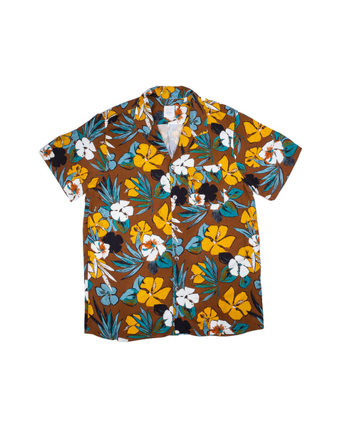 Xacus Brown Floral Bowling Shirt 1