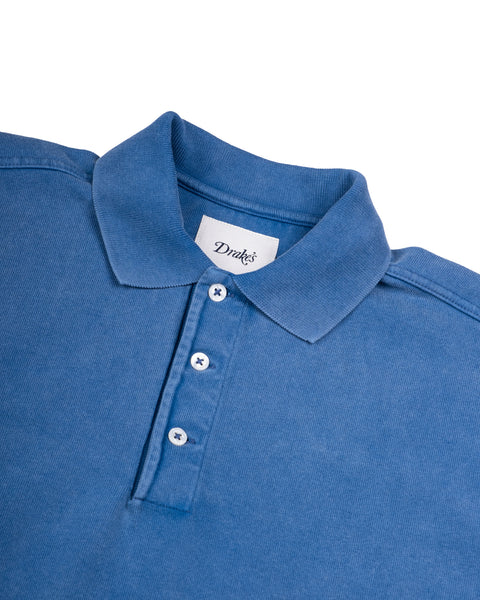 Drake's Indigo Cotton Jersey Long-Sleeve Polo Shirt 2