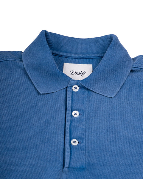 Drake's Indigo Cotton Jersey Long-Sleeve Polo Shirt 4