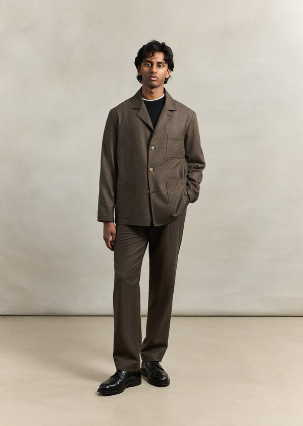 Olive Puppytooth Traveler Jacket English Wool Flannel