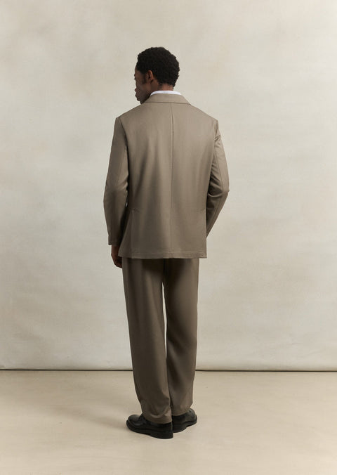 De Bonne Facture Writer's Jacket in vert-de-gris Super 130's merino, unstructured and unlined, detail view