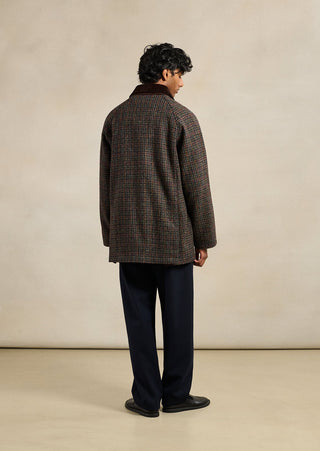 De Bonne Facture Dark Brown Check Harris Tweed Forest Jacket, back view