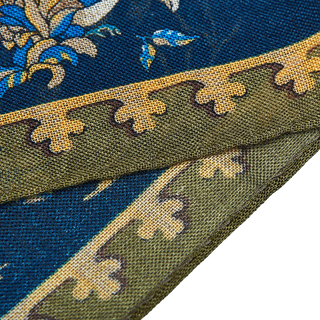 Drake's Navy Unicorn Tile Print Wool-Silk Scarf 4