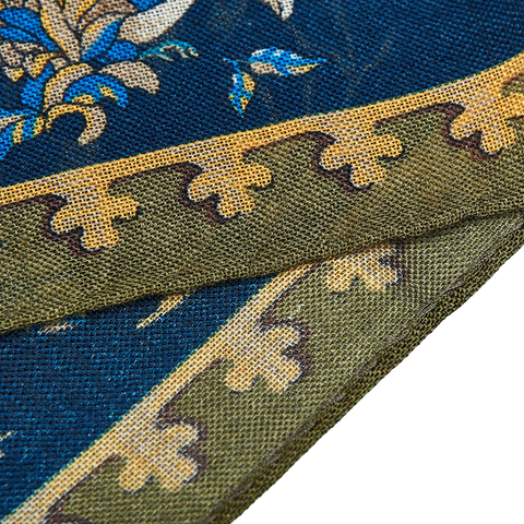 Drake's Navy Unicorn Tile Print Wool-Silk Scarf 4