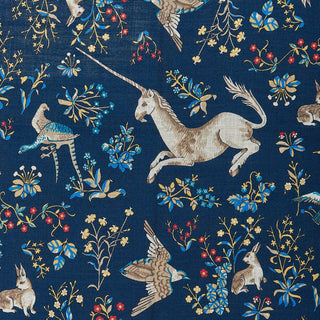 Drake's Navy Unicorn Tile Print Wool-Silk Scarf 2