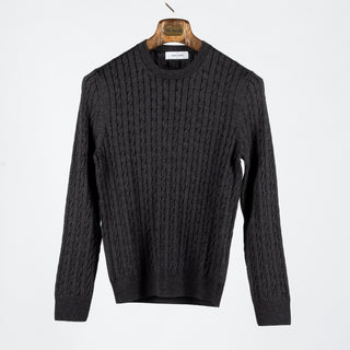 Charcoal Cable knit Wool Sweater - Mr.Derk