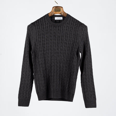 Charcoal Cable knit Wool Sweater - Mr.Derk