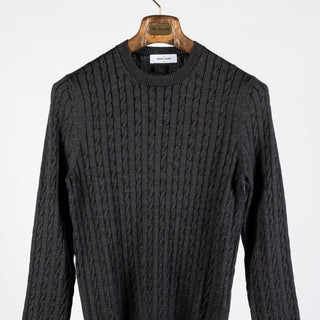 Charcoal Cable knit Wool Sweater - Mr.Derk