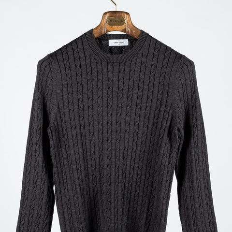 Charcoal Cable knit Wool Sweater - Mr.Derk