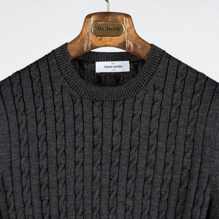 Charcoal Cable knit Wool Sweater - Mr.Derk