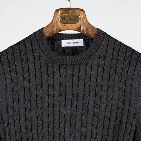Charcoal Cable knit Wool Sweater - Mr.Derk