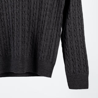 Charcoal Cable knit Wool Sweater - Mr.Derk