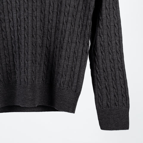 Charcoal Cable knit Wool Sweater - Mr.Derk