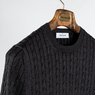 Charcoal Cable knit Wool Sweater - Mr.Derk
