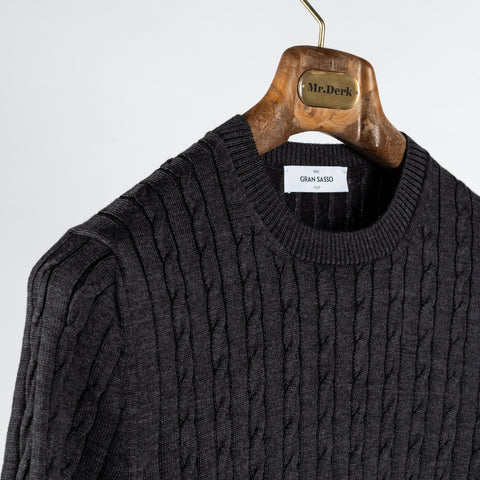 Charcoal Cable knit Wool Sweater - Mr.Derk