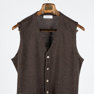 Gran Sasso Brown 5 Button Wool Vest - Wool, Merino, Made In Italy - View 5