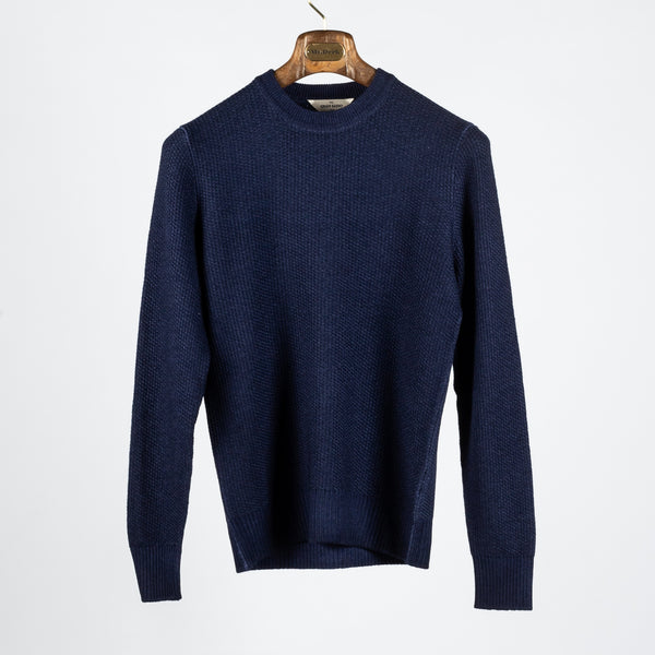 Vintage Navy Knit Wool Crewneck Sweater