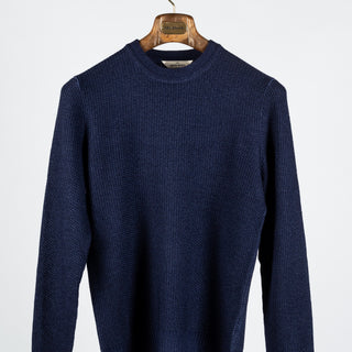 Gran Sasso Vintage Navy Knit Wool Crewneck Sweater - Wool, Italian, Made In Italy - View 6