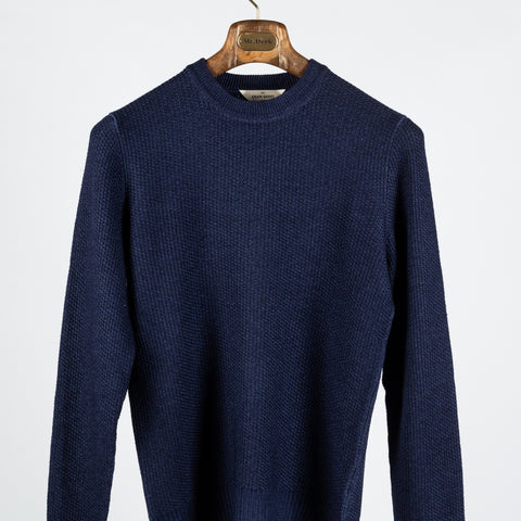 Gran Sasso Vintage Navy Knit Wool Crewneck Sweater - Wool, Italian, Made In Italy - View 6