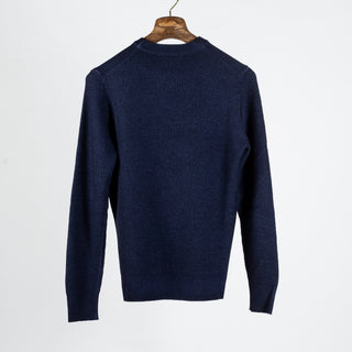 Gran Sasso Vintage Navy Knit Wool Crewneck Sweater - Wool, Italian, Made In Italy - View 5