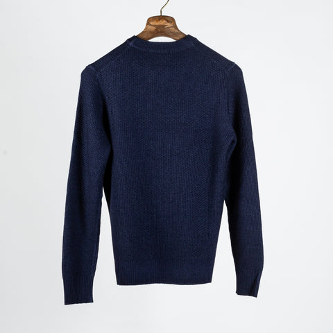 Gran Sasso Vintage Navy Knit Wool Crewneck Sweater - Wool, Italian, Made In Italy - View 5