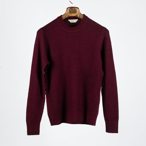 Gran Sasso Vintage Burgundy Knit Wool Crewneck Sweater - Wool, Italian, Made In Italy