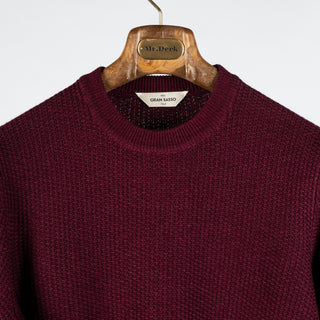 Gran Sasso Vintage Burgundy Knit Wool Crewneck Sweater - Wool, Italian, Made In Italy - View 7