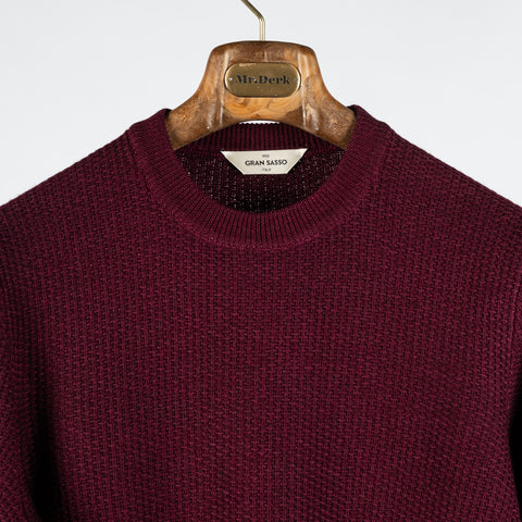 Gran Sasso Vintage Burgundy Knit Wool Crewneck Sweater - Wool, Italian, Made In Italy - View 7