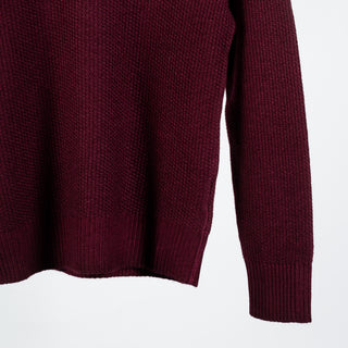 Gran Sasso Vintage Burgundy Knit Wool Crewneck Sweater - Wool, Italian, Made In Italy - Back View