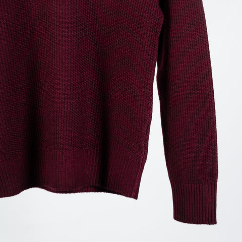 Gran Sasso Vintage Burgundy Knit Wool Crewneck Sweater - Wool, Italian, Made In Italy - Back View