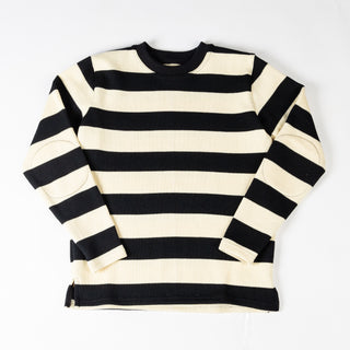 Dehen 1920 Cream & Black Striped Heavy Duty Knit Sweater 1