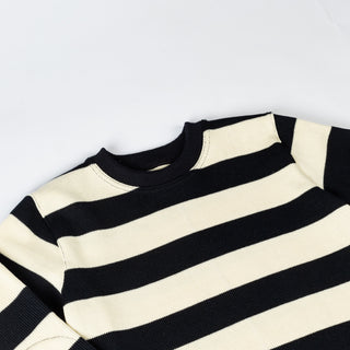 Dehen 1920 Cream & Black Striped Heavy Duty Knit Sweater 3