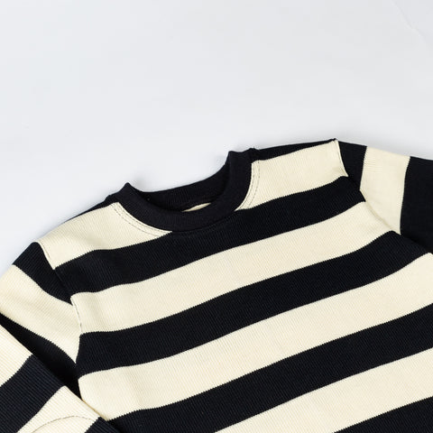 Dehen 1920 Cream & Black Striped Heavy Duty Knit Sweater 3