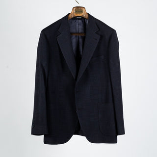 Textured Navy Micro Check Blazer - Mr.Derk