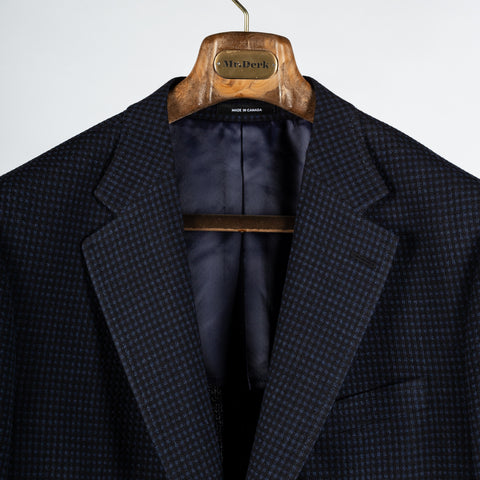 Textured Navy Micro Check Blazer - Mr.Derk