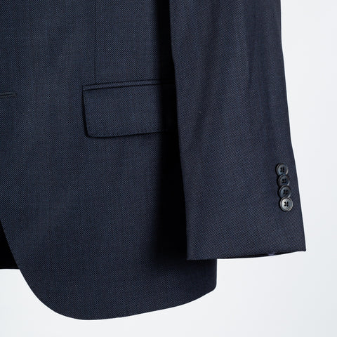 Empire Textured Navy Wool Suit - Wool, Made In Canada - Back View