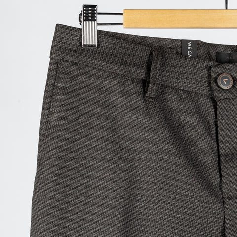Alberto Textured Charcoal 1440 Lou Trousers - Tan, Polyester, Viscose, Stretch, Slim Fit - Detail View