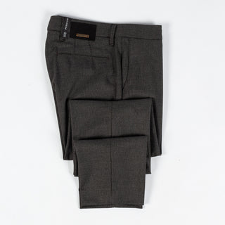 Alberto Textured Charcoal 1440 Lou Trousers - Tan, Polyester, Viscose, Stretch, Slim Fit - View 9