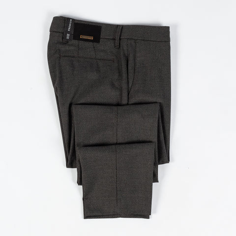Alberto Textured Charcoal 1440 Lou Trousers - Tan, Polyester, Viscose, Stretch, Slim Fit - View 9