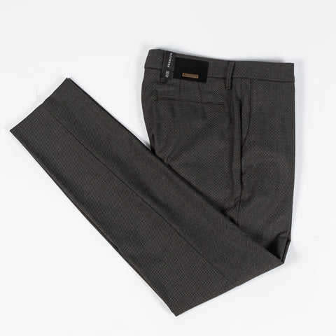 Alberto Textured Charcoal 1440 Lou Trousers - Tan, Polyester, Viscose, Stretch, Slim Fit - View 8