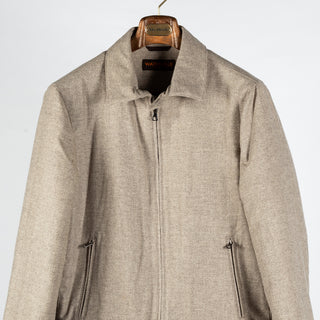Waterville Tan Herringbone Virgil Car Coat - Wool, Made In Italy - View 7