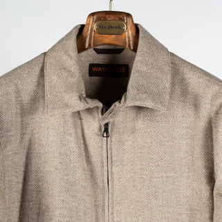 Waterville Tan Herringbone Virgil Car Coat - Wool, Made In Italy - View 8
