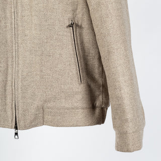 Waterville Tan Herringbone Virgil Car Coat - Wool, Made In Italy - Back View
