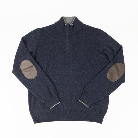 Gran Sasso Navy Wool & Cashmere Quarter Zip Sweater 1