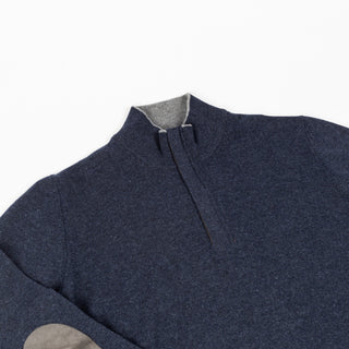 Gran Sasso Navy Wool & Cashmere Quarter Zip Sweater 2