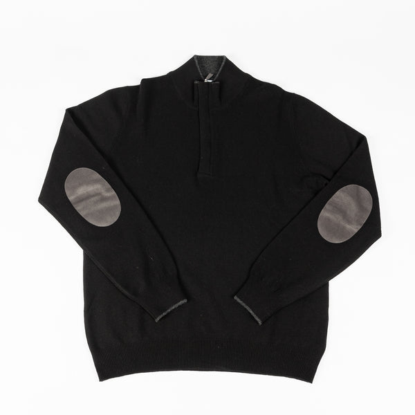Black Wool & Cashmere Quarter Zip Sweater