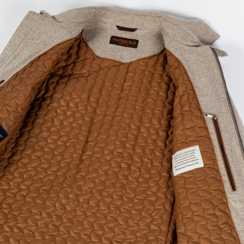 Waterville Tan Herringbone Virgil Car Coat - Wool, Made In Italy - View 6