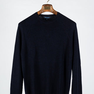 PYA Navy Merino Wool Ribbed Crewneck - Wool, Merino, Modern Fit, Knit - View 6