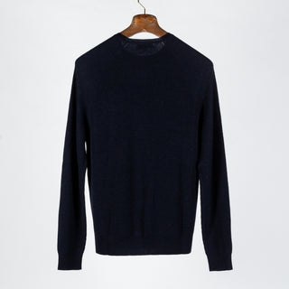 PYA Navy Merino Wool Ribbed Crewneck - Wool, Merino, Modern Fit, Knit - View 5