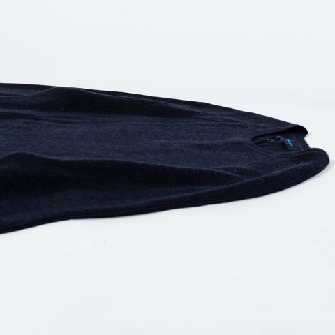 PYA Navy Merino Wool Ribbed Crewneck - Wool, Merino, Modern Fit, Knit - View 8